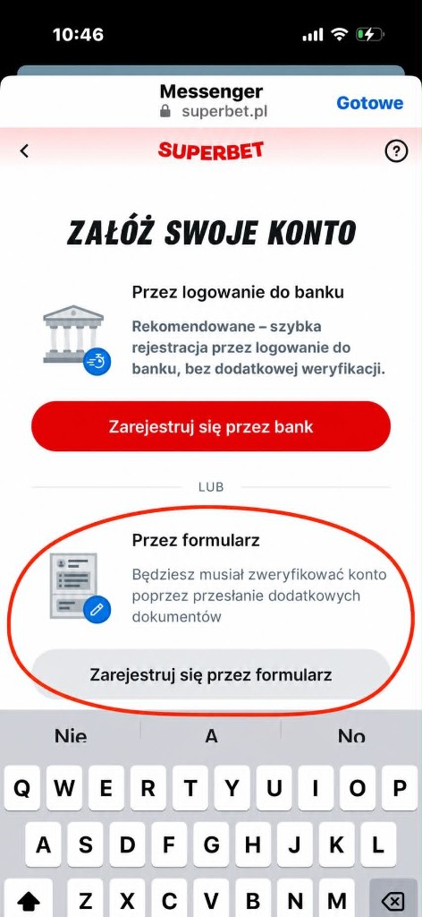 Rejestracja przez formularz