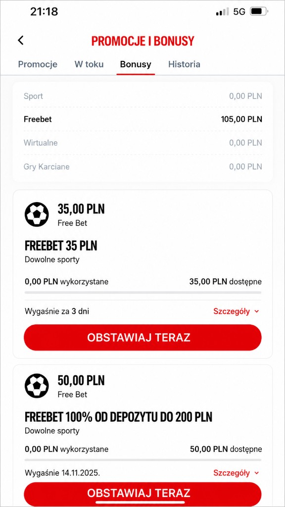 Promocje i bonusy – freebety w aplikacji Superbet